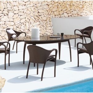 AD-014 Brown Dining Chair And Round Table